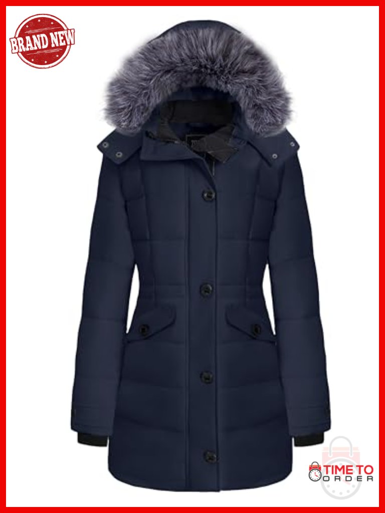Women's Warm Hooded Winter Coat Waterproof Quilted Puffer Jacket Long Windproof